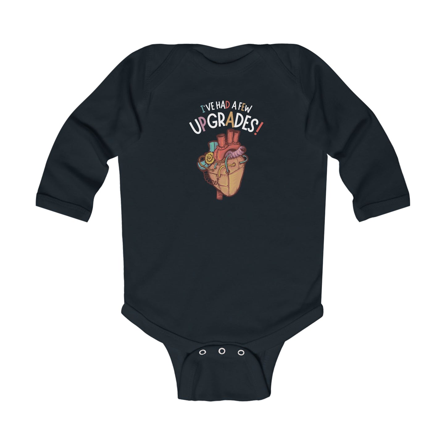 "Upgrades" Long-Sleeve Onesie