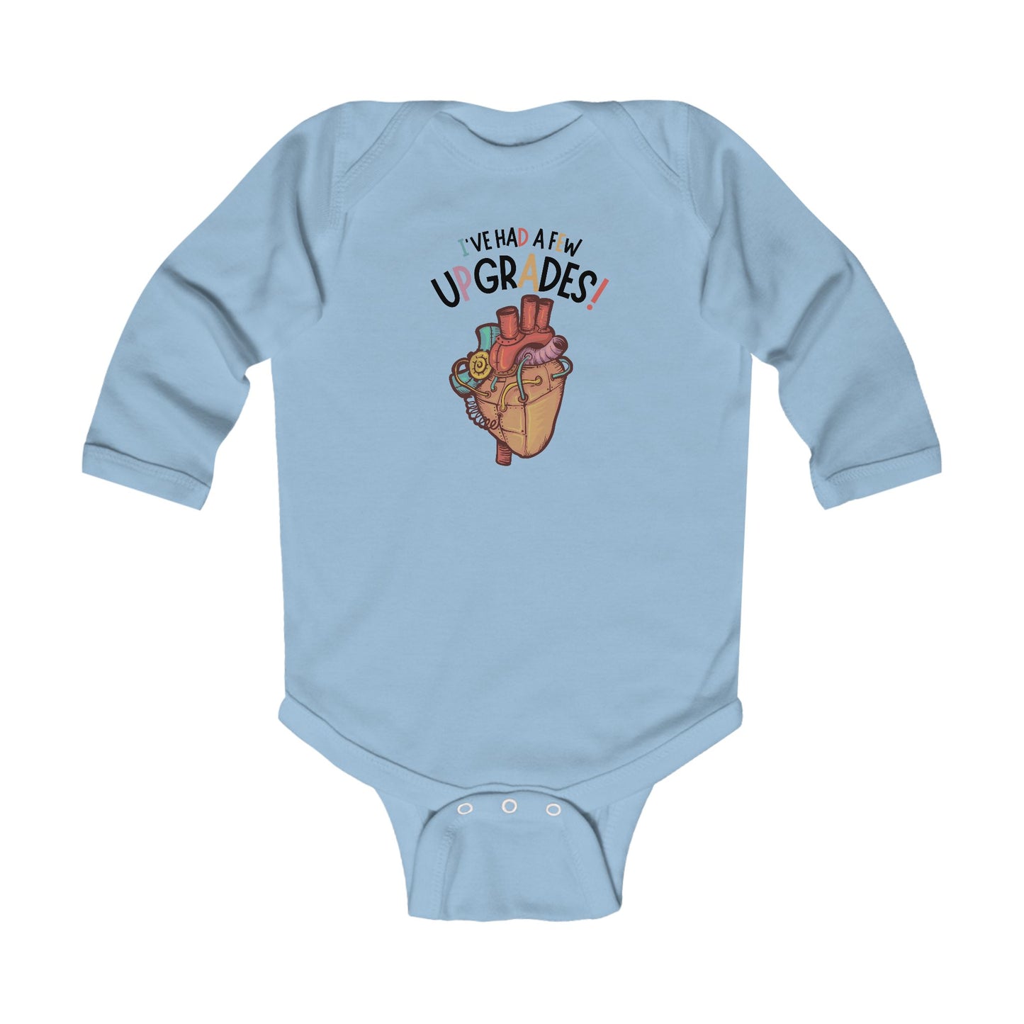 "Upgrades" Long-Sleeve Onesie