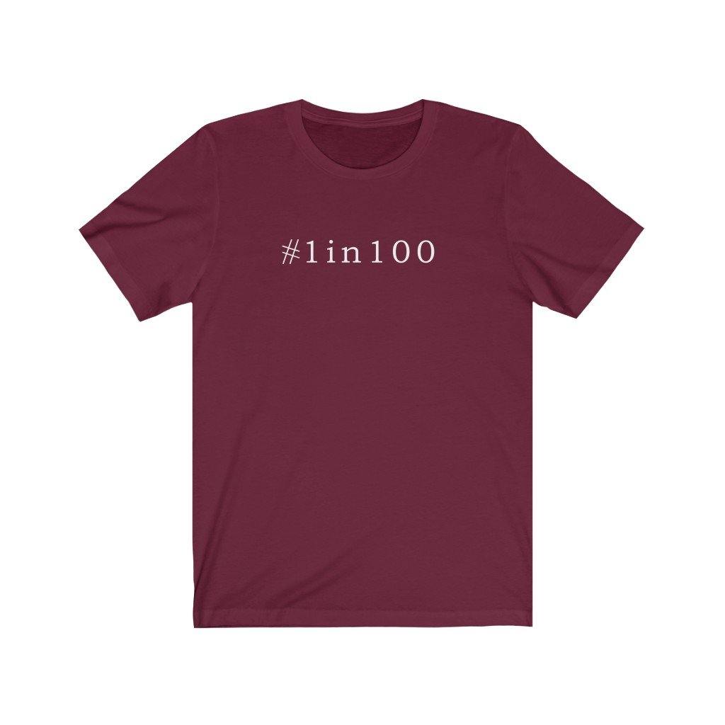 
                  
                    1 in 100 Unisex Tee (white text) - CHD warrior
                  
                