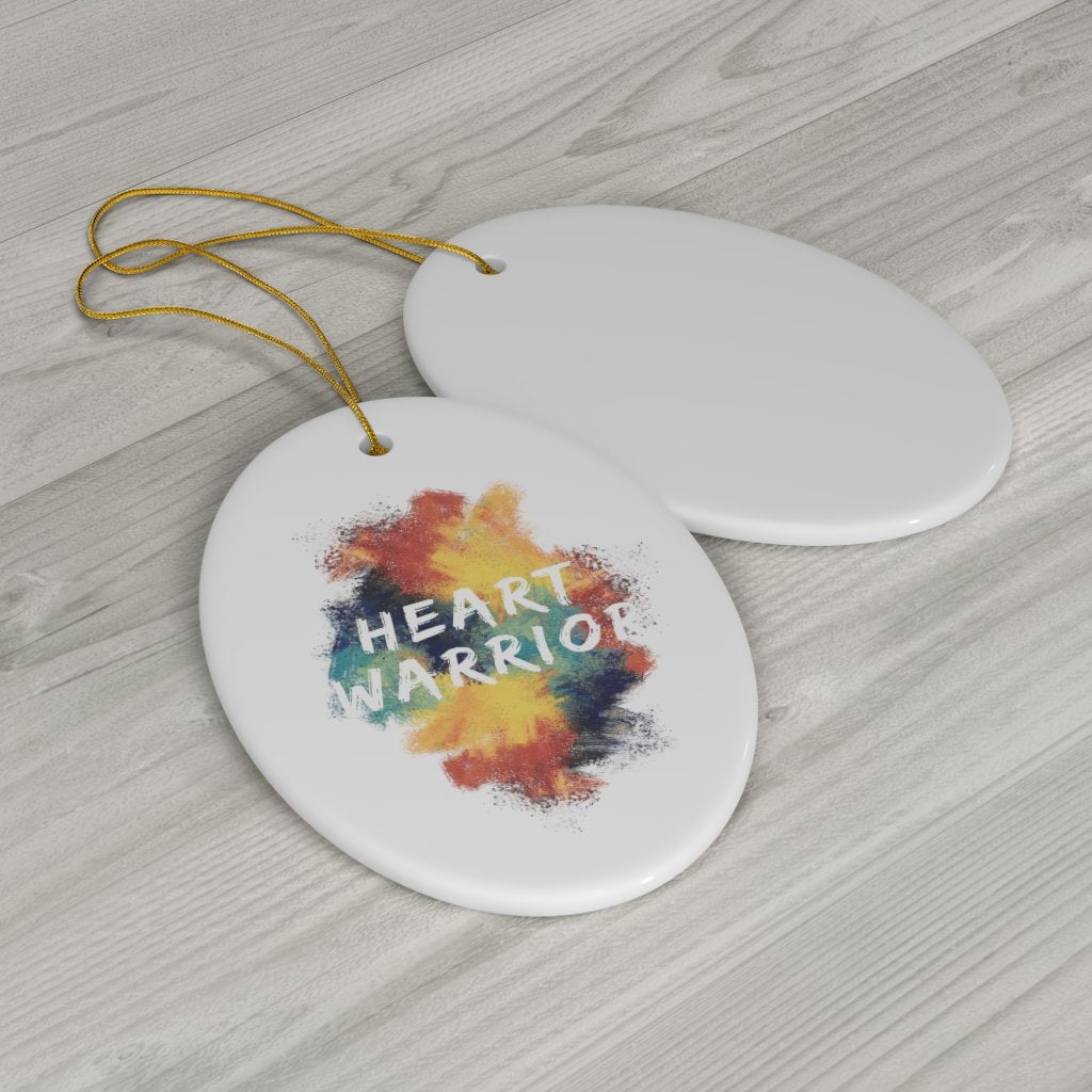 Heart Warrior Water Color Ceramic Christmas Ornament - CHD warrior