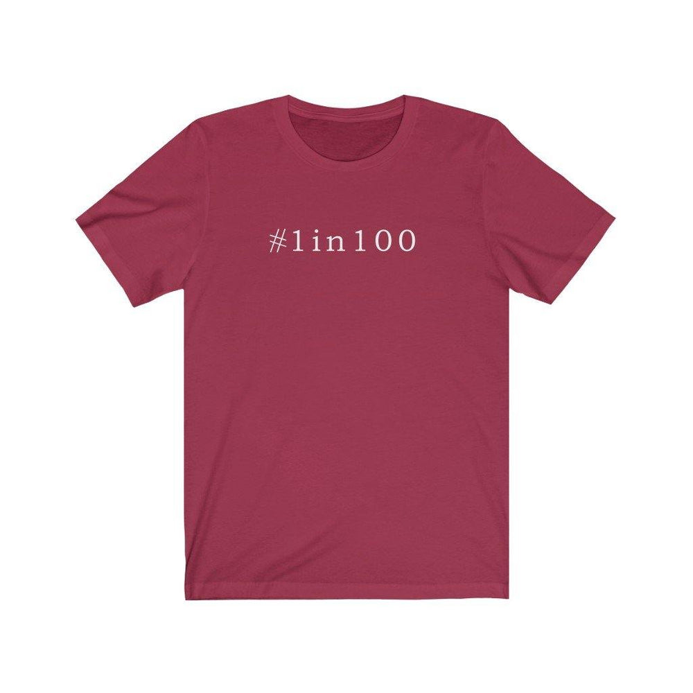 
                  
                    1 in 100 Unisex Tee (white text) - CHD warrior
                  
                