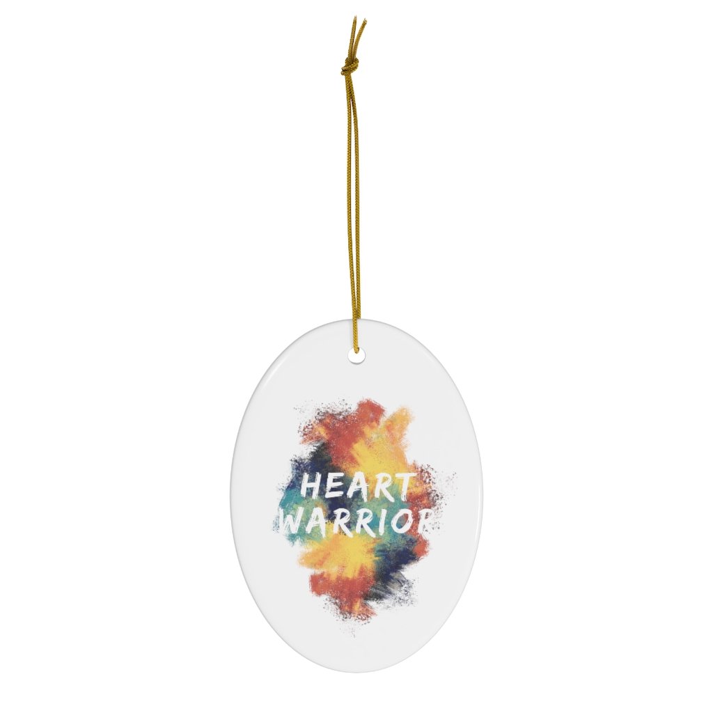 Heart Warrior Water Color Ceramic Christmas Ornament - CHD warrior