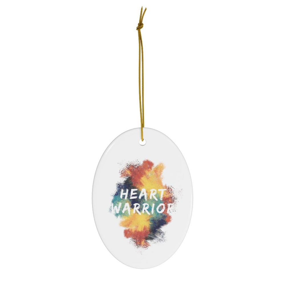 Heart Warrior Water Color Ceramic Christmas Ornament - CHD warrior